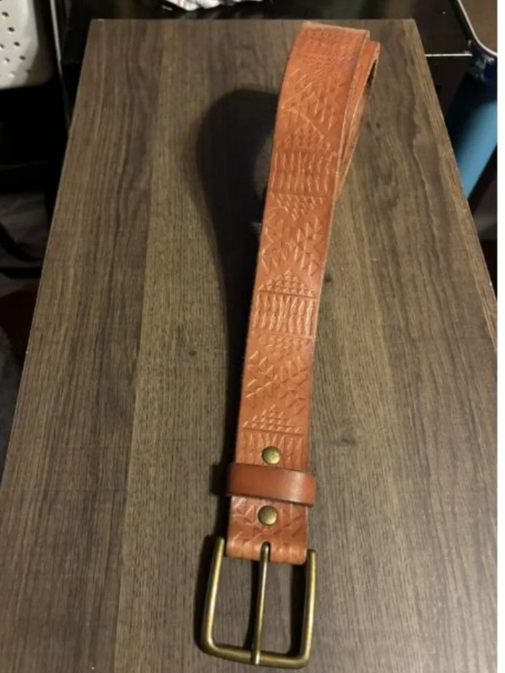 Lucky Brand x Pendleton Tooled Leather Belt Western Aztec men's 38 vintage style